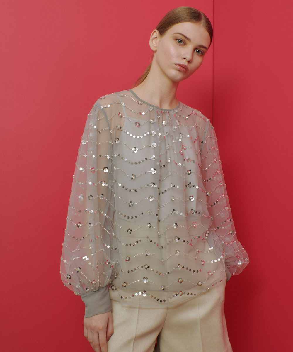 LOULOU WILLOUGHBY】スパンコールビジューブラウス|allureville