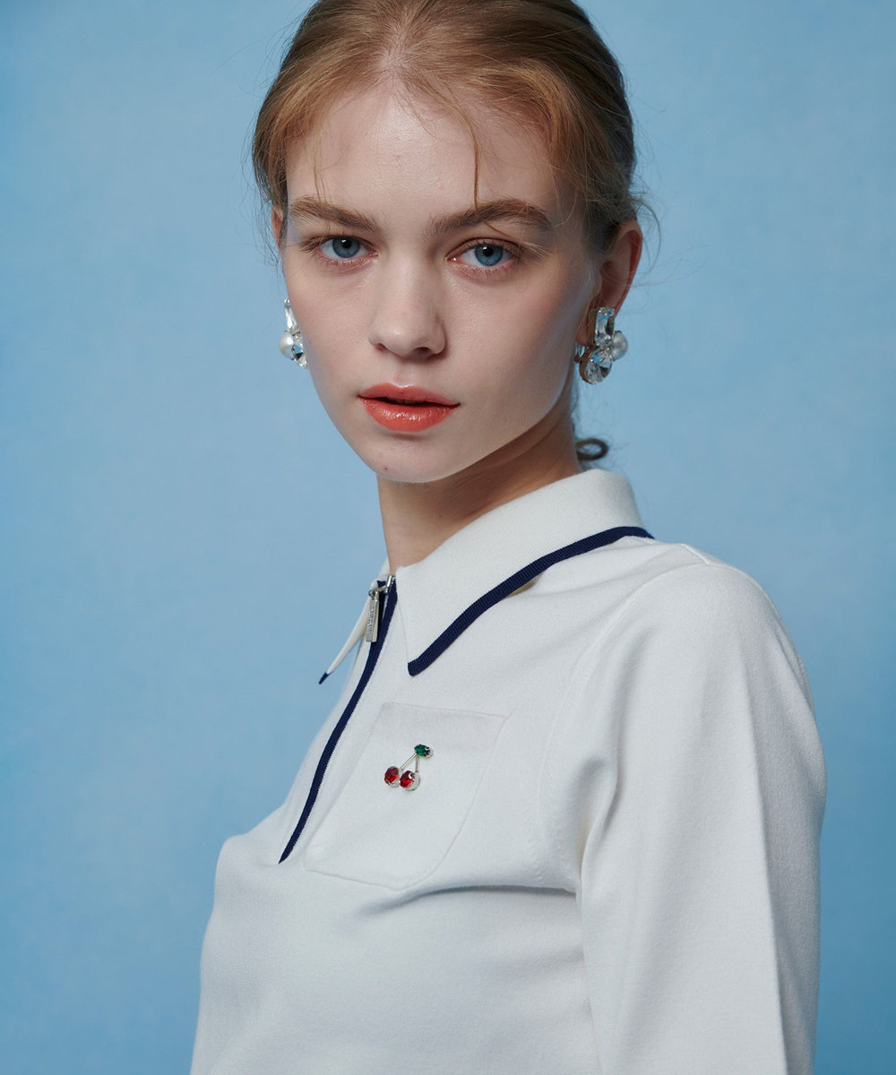 LOULOU WILLOUGHBY 【LOULOU WILLOUGHBY】CHERRY ビジューポロ オフホワイト (02)