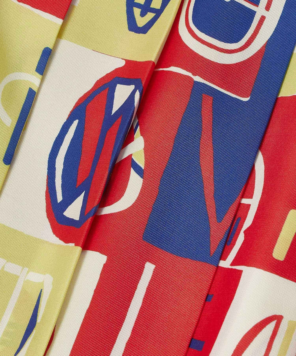 allureville パッチワークプリントプリーツスカート レッド (43)