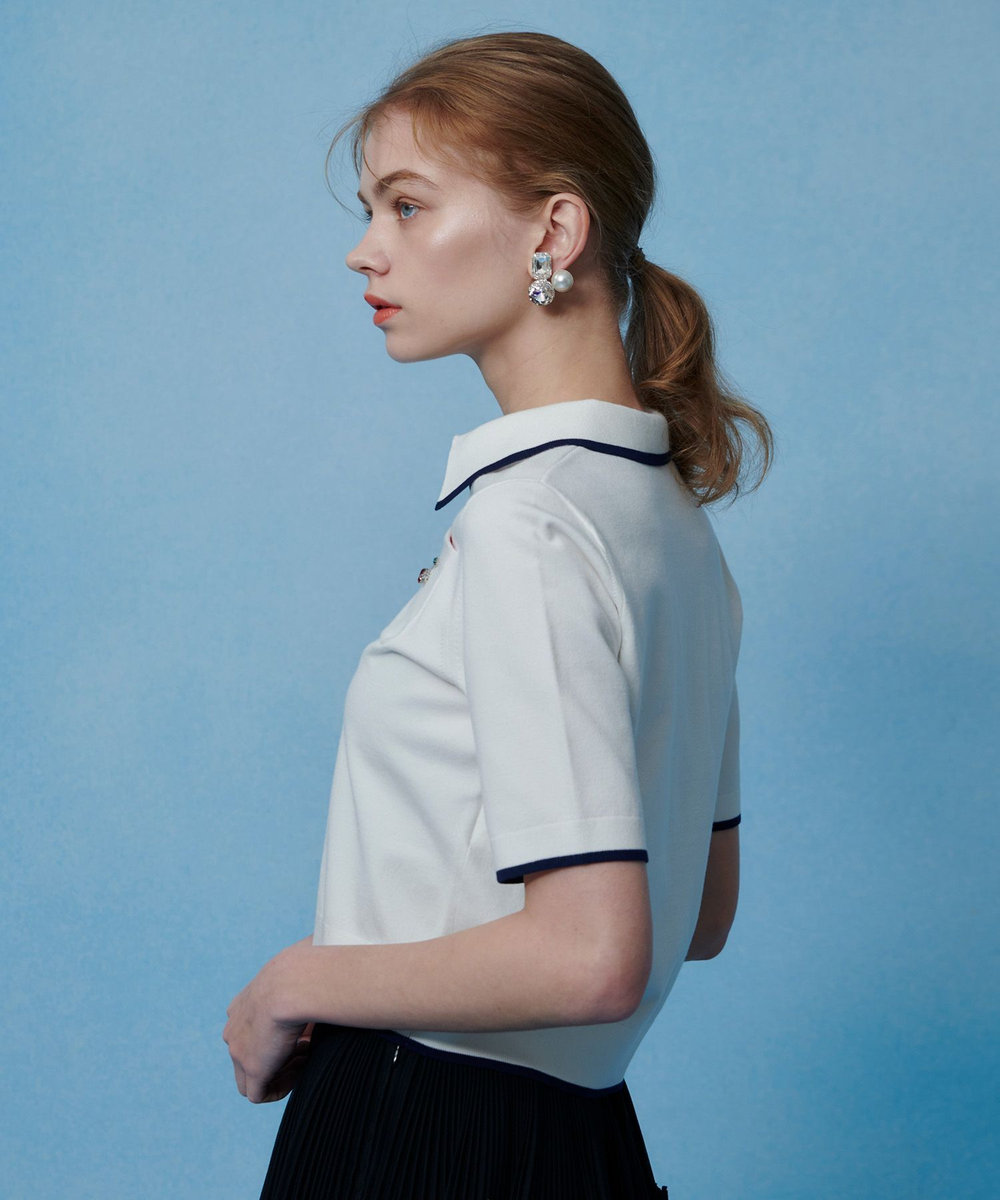 LOULOU WILLOUGHBY 【LOULOU WILLOUGHBY】CHERRY ビジューポロ オフホワイト (02)