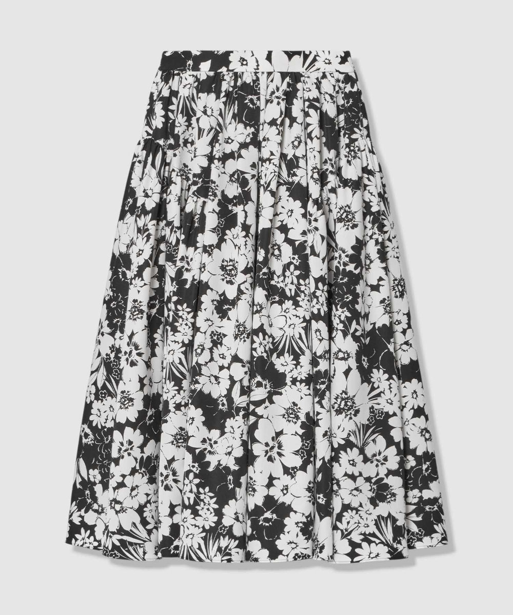 LOULOU WILLOUGHBY WEB 一部店舗限定【LOULOU WILLOUGHBY】モノトーンフラワープリントギャザースカート ブラック系 (98)
