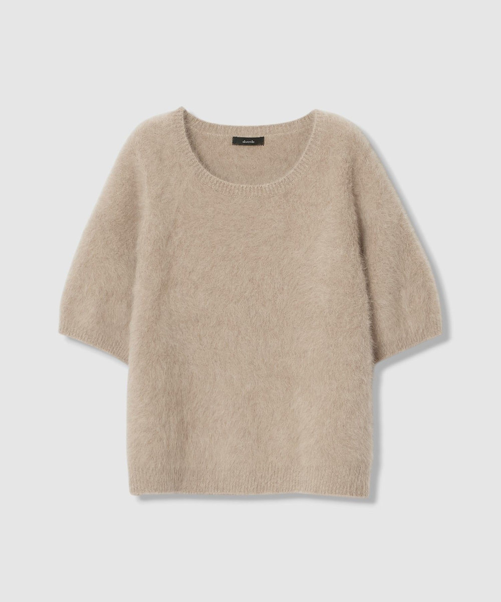 allureville WEB ルミネ別注 カシミヤブレンドファー加工半袖プルオーバー モカ (85)