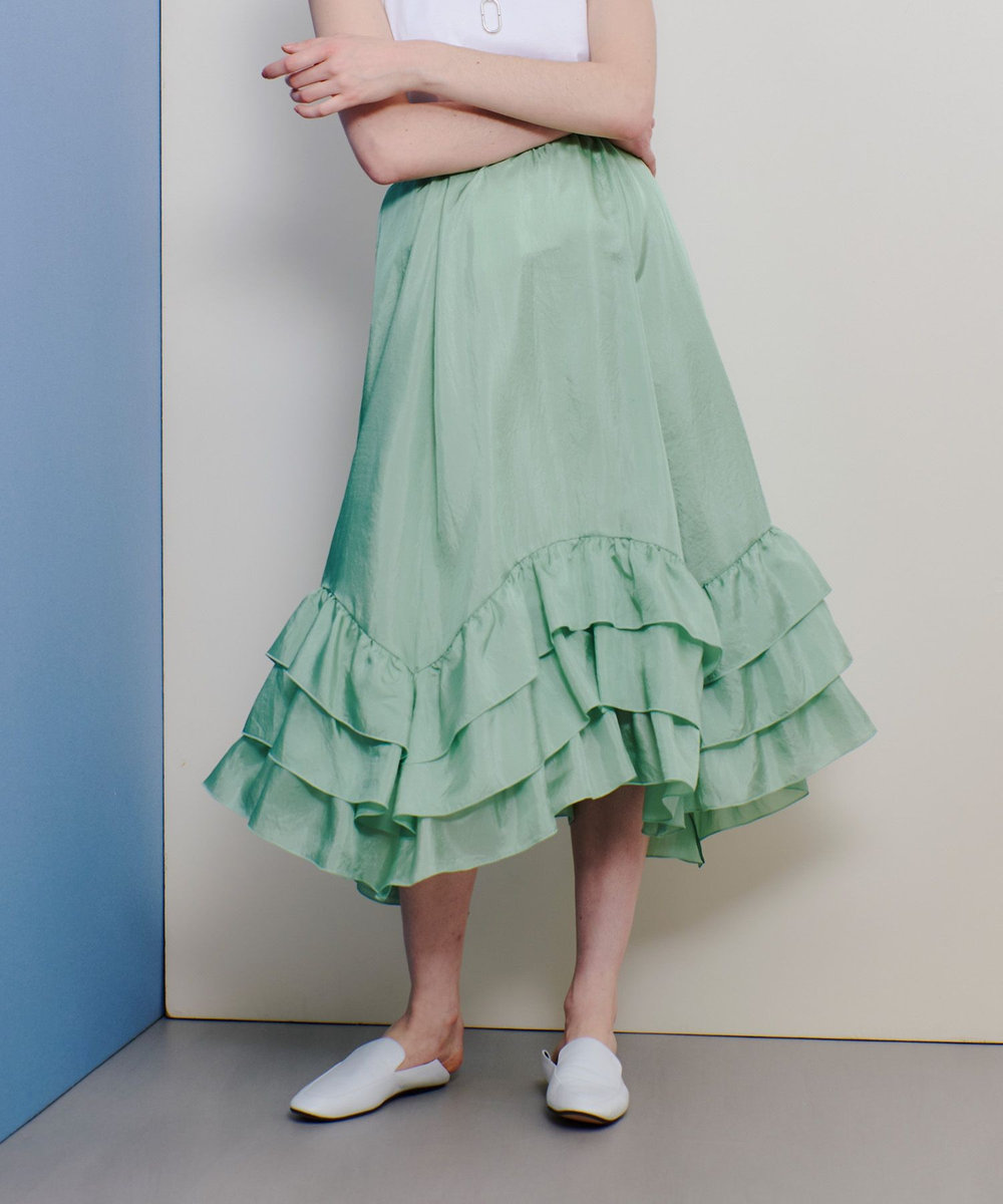 allureville イレギュラーヘムフリルティアードスカート ミントグリーン (73)