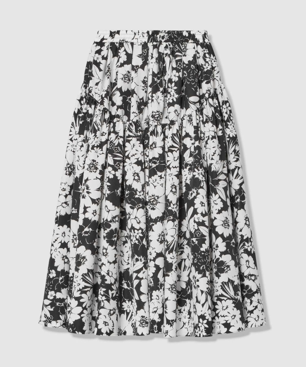 LOULOU WILLOUGHBY WEB 一部店舗限定【LOULOU WILLOUGHBY】モノトーンフラワープリントギャザースカート ブラック系 (98)