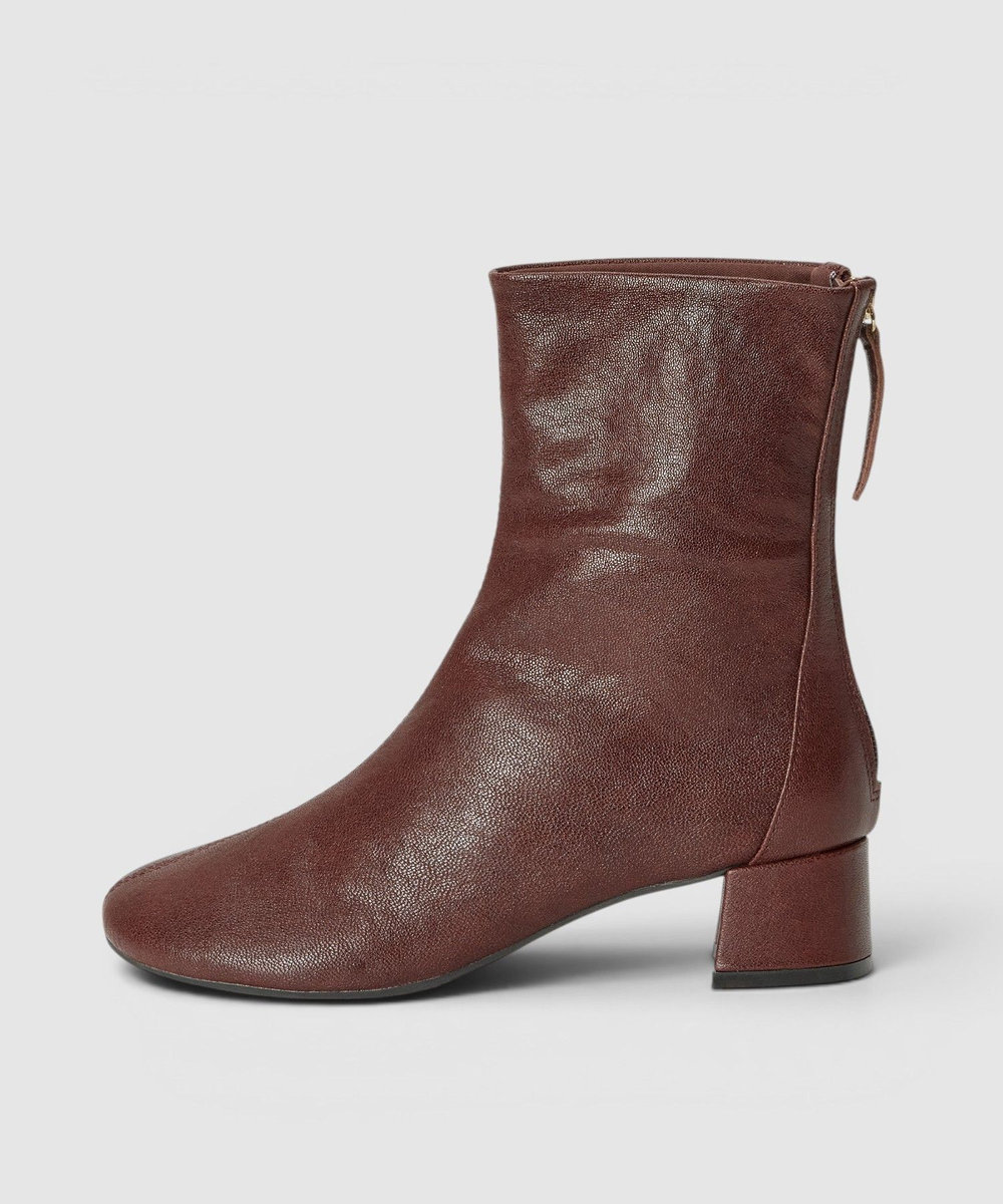 allureville バックジップラウンドショートブーツ ボルドー (44)