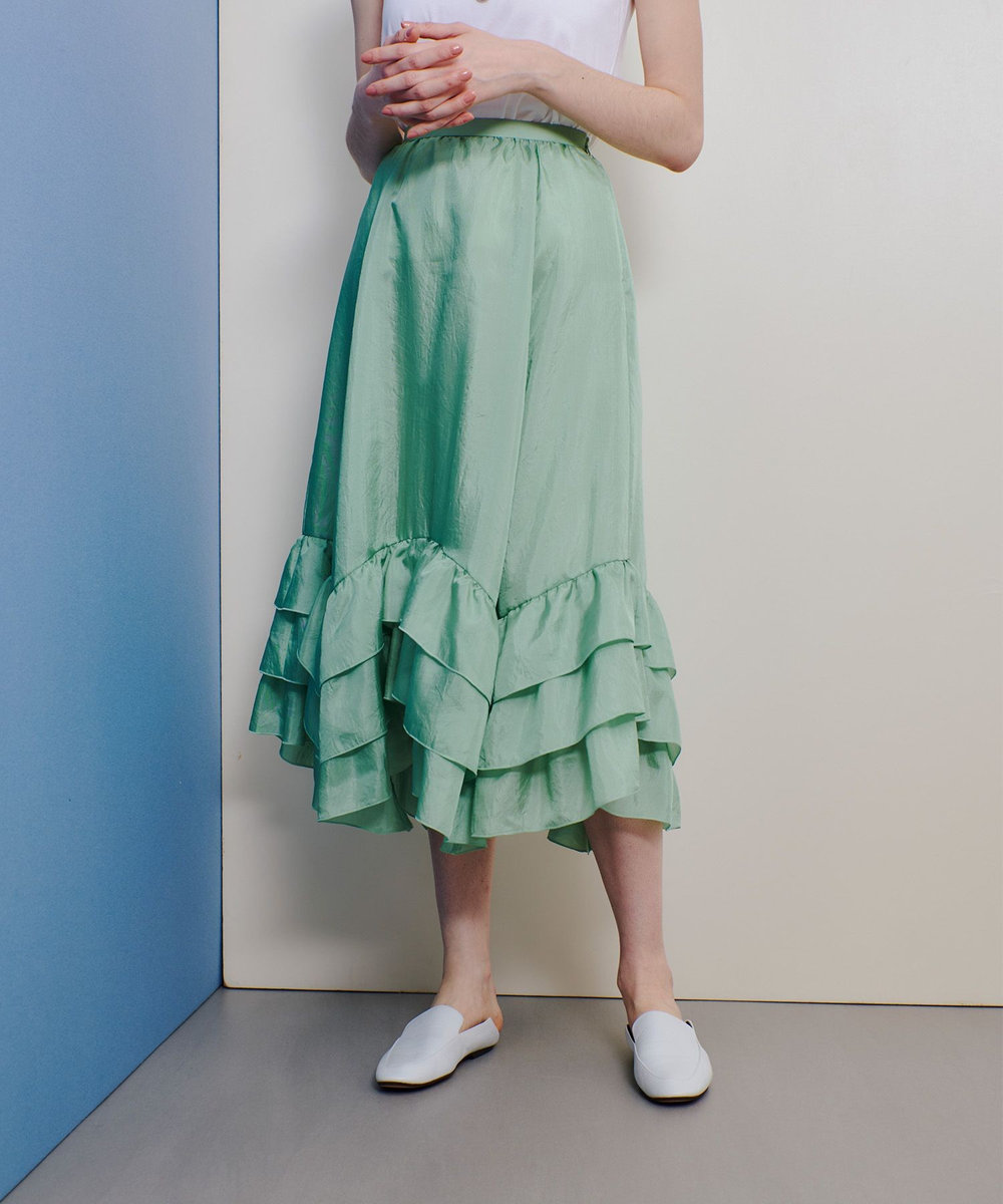 allureville イレギュラーヘムフリルティアードスカート ミントグリーン (73)