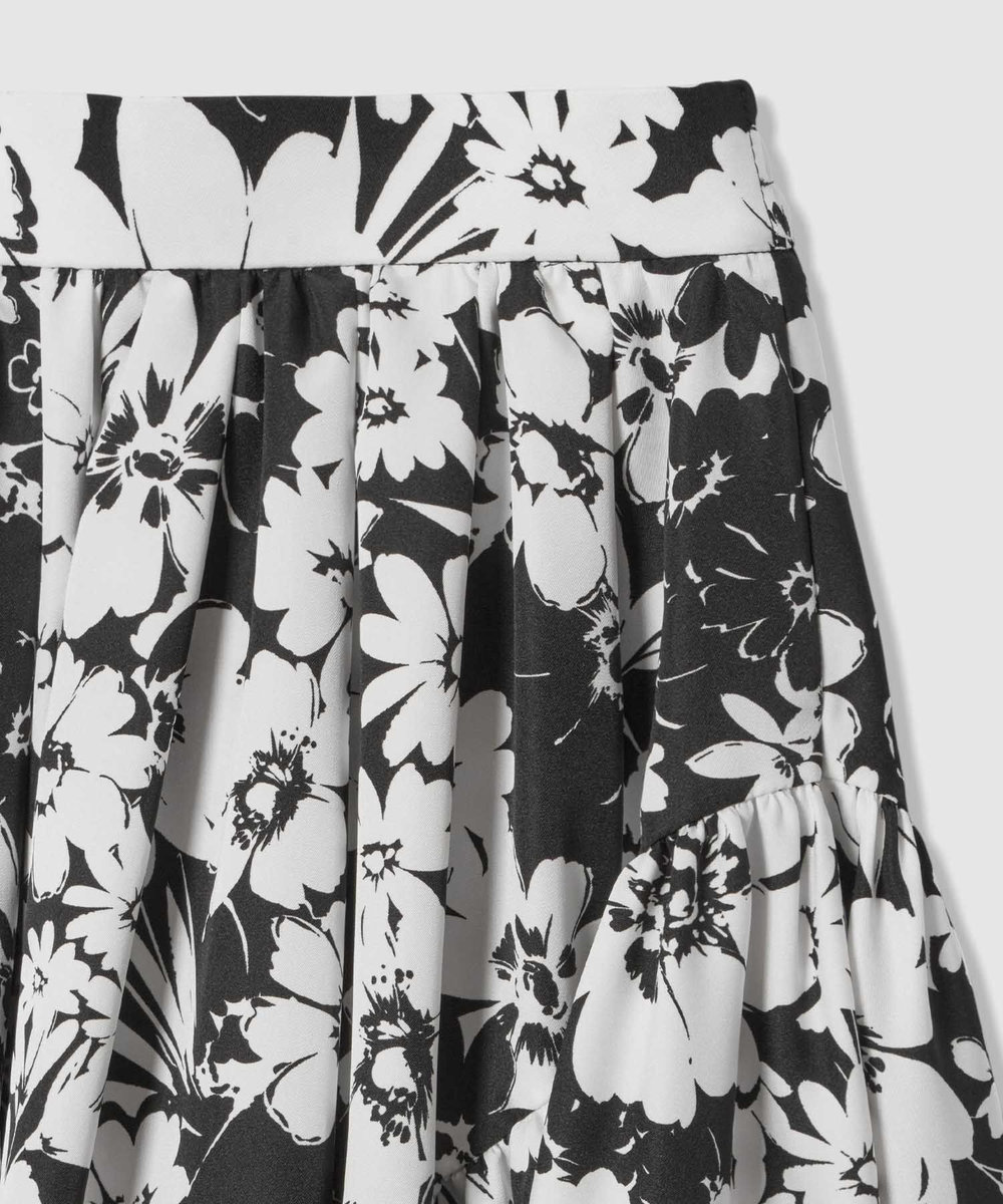 LOULOU WILLOUGHBY WEB 一部店舗限定【LOULOU WILLOUGHBY】モノトーンフラワープリントギャザースカート ブラック系 (98)