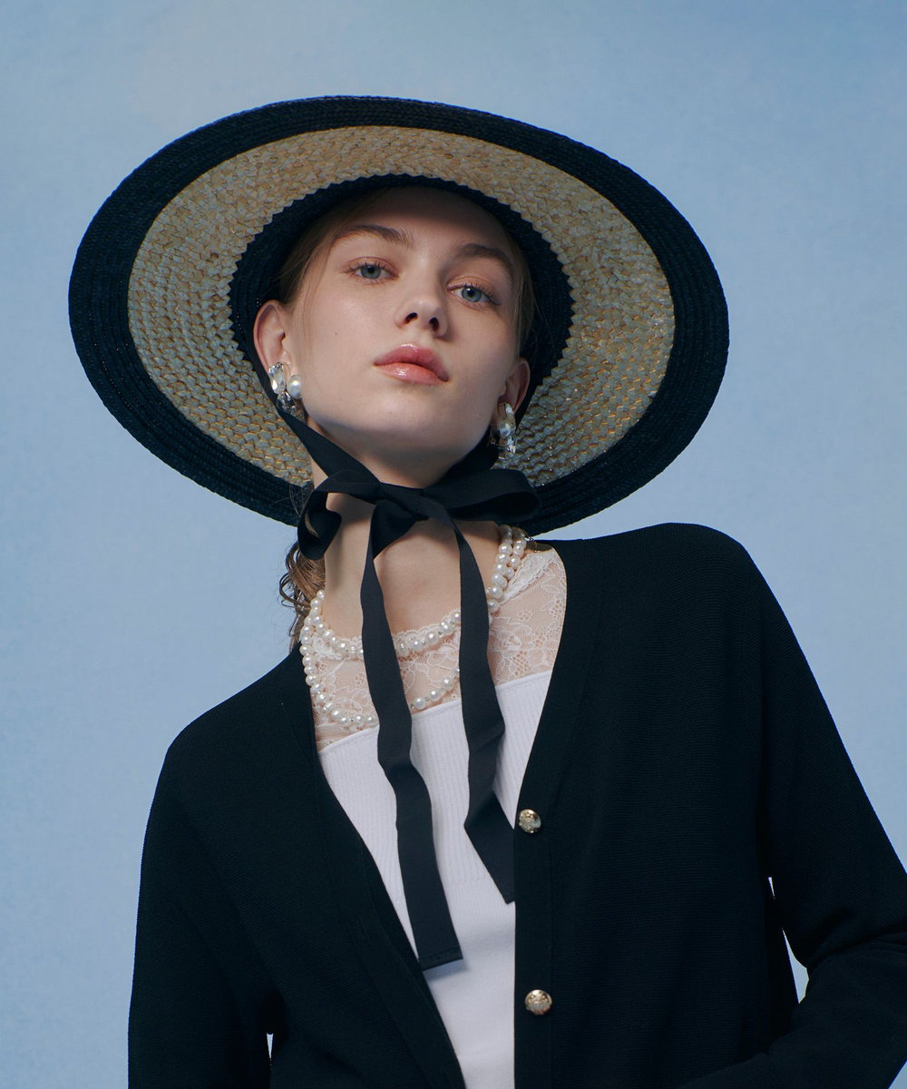 LOULOU WILLOUGHBY バイカラーキャペリン ブラック系 (98)