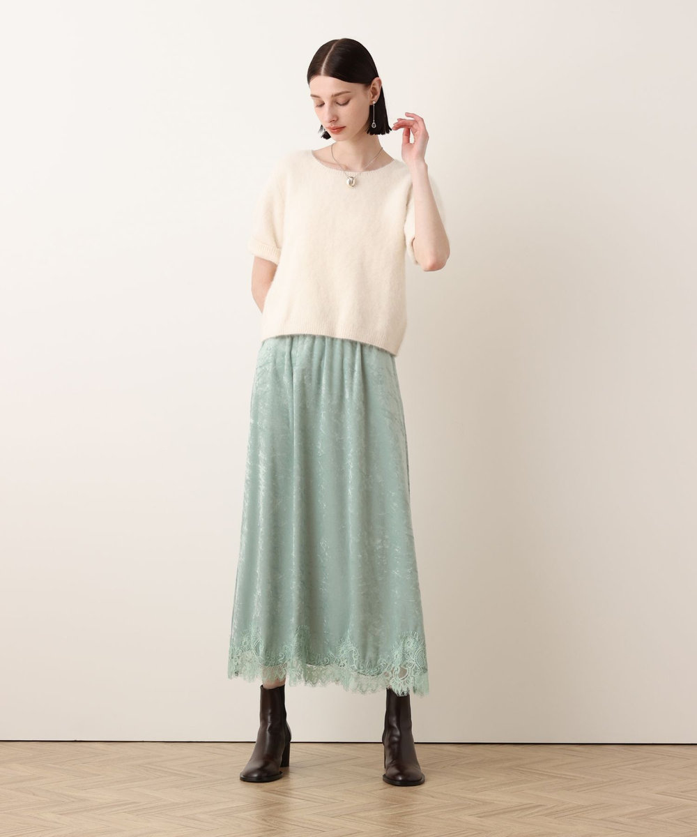 allureville WEB ルミネ別注 カシミヤブレンドファー加工半袖プルオーバー オフホワイト (02)