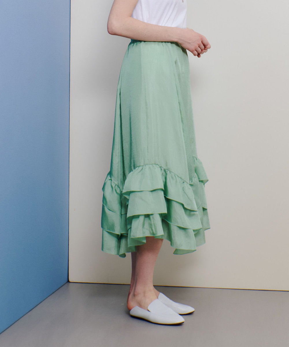allureville イレギュラーヘムフリルティアードスカート ミントグリーン (73)