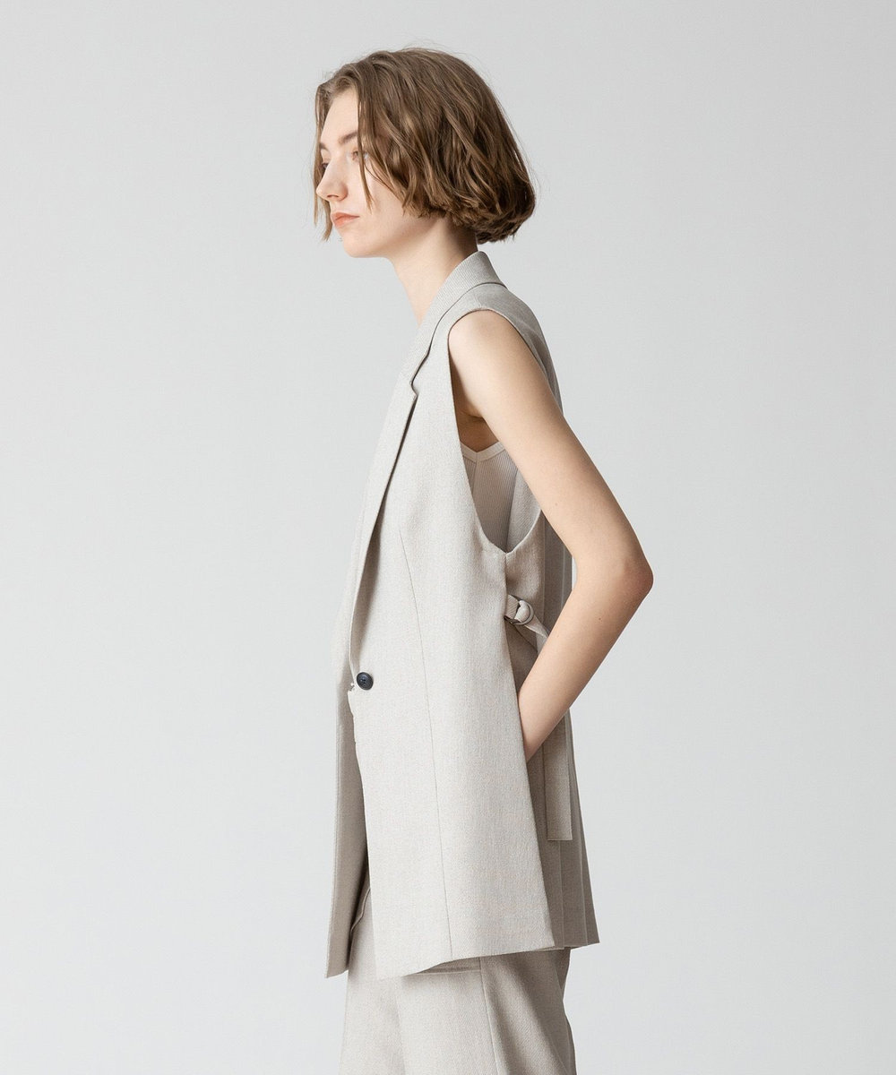 allureville 麻調カルゼサイドオープンジレ ベージュ (11)