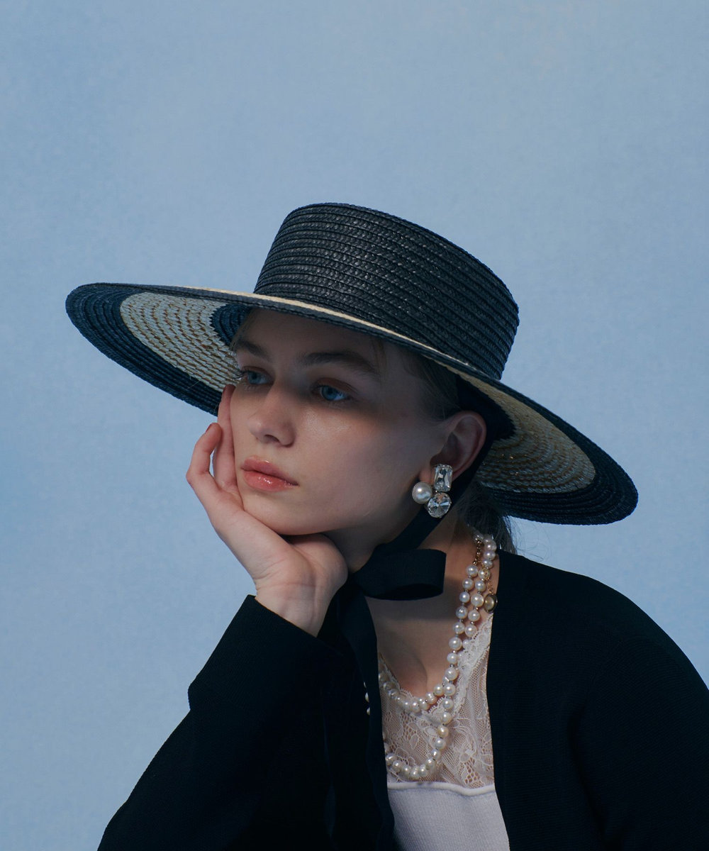 LOULOU WILLOUGHBY バイカラーキャペリン ブラック系 (98)