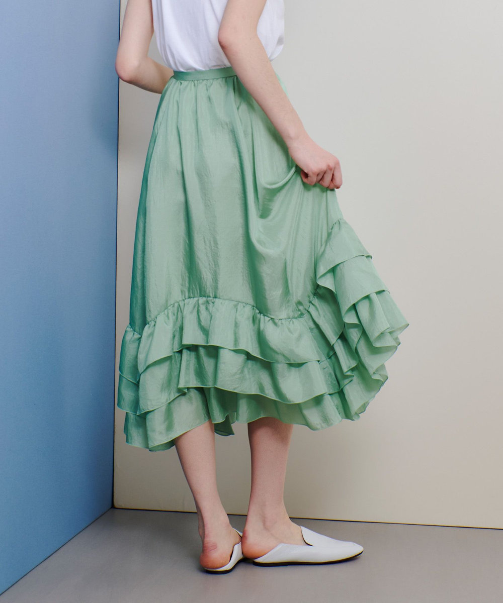 allureville イレギュラーヘムフリルティアードスカート ミントグリーン (73)