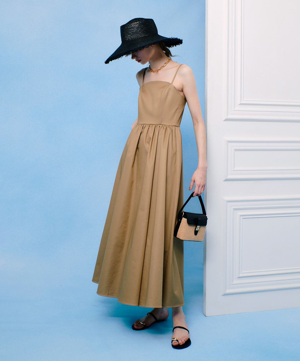 LOULOU WILLOUGHBY シャンブレーベアワンピース キャメル (84)