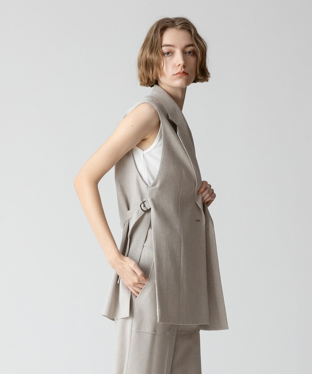 allureville 麻調カルゼサイドオープンジレ ベージュ (11)