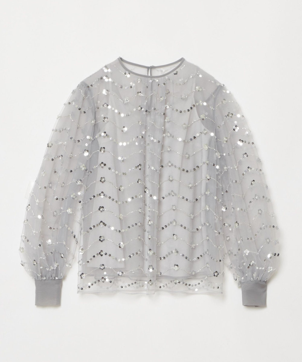 LOULOU WILLOUGHBY 【LOULOU WILLOUGHBY】スパンコールビジューブラウス シルバー (90)