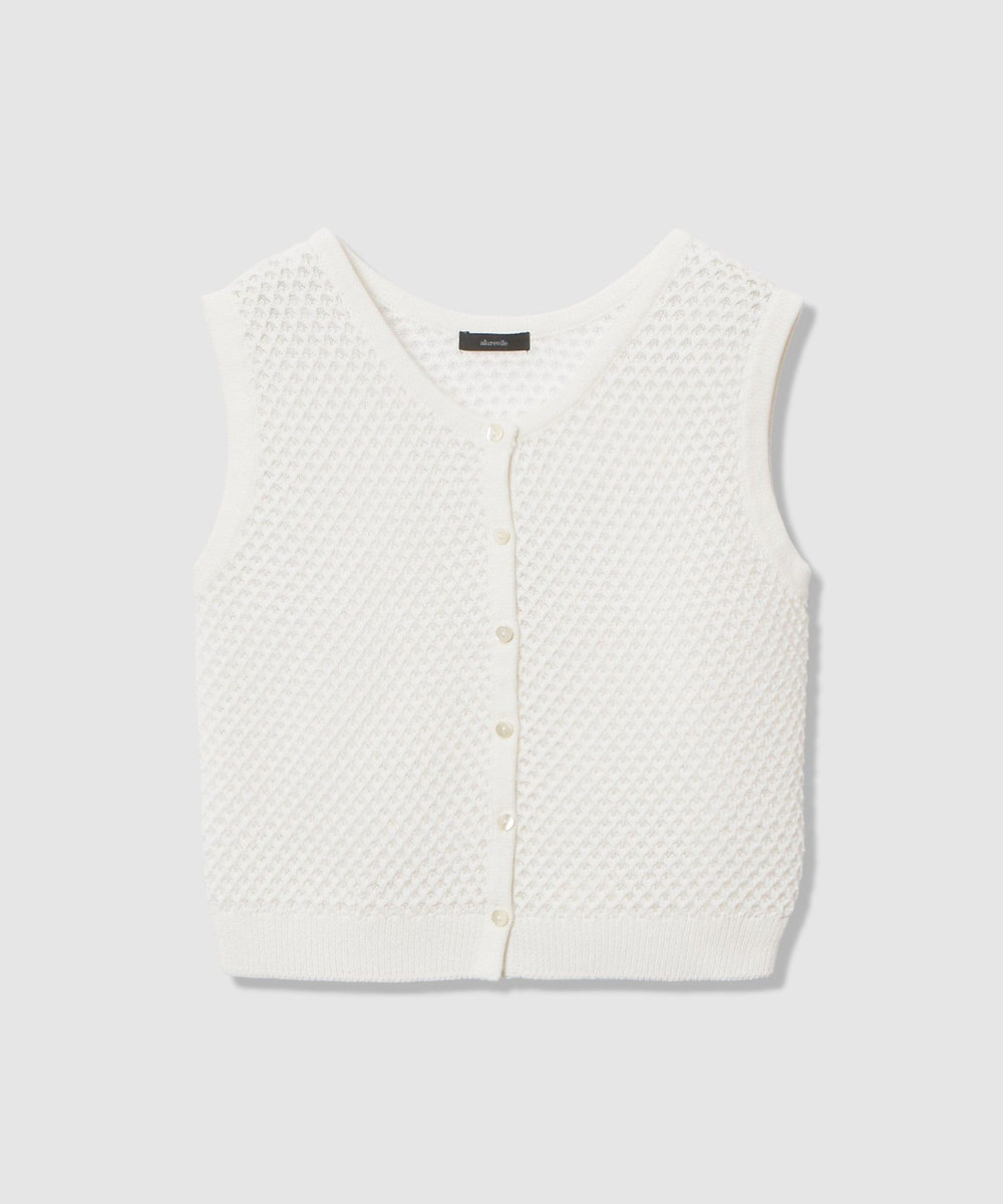 allureville 透かし編みジレプルオーバー オフホワイト (02)