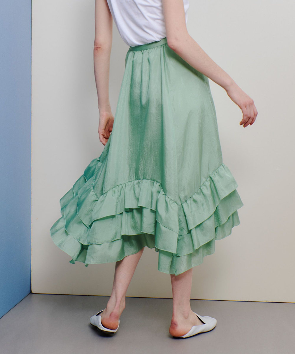 allureville イレギュラーヘムフリルティアードスカート ミントグリーン (73)
