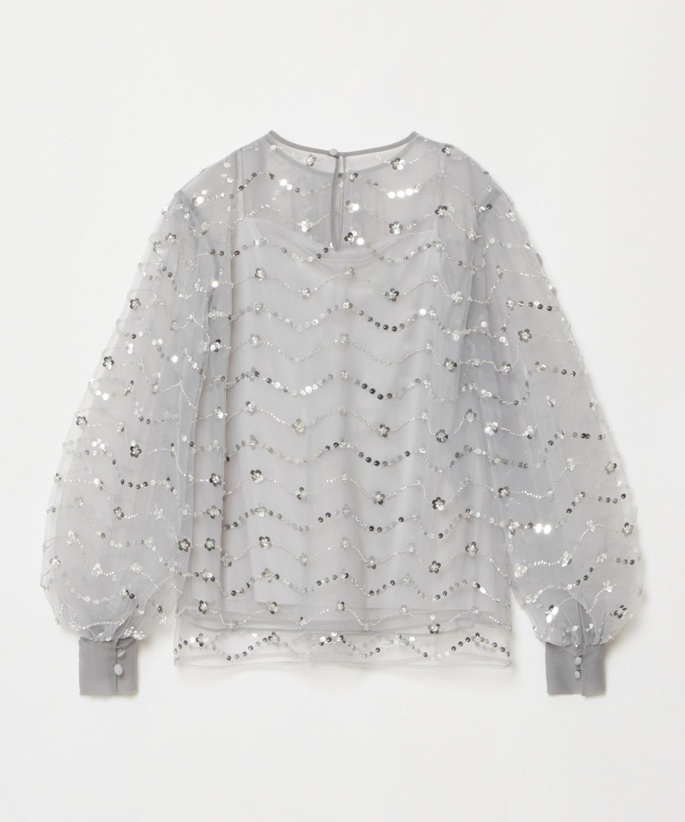 LOULOU WILLOUGHBY 【LOULOU WILLOUGHBY】スパンコールビジューブラウス シルバー (90)