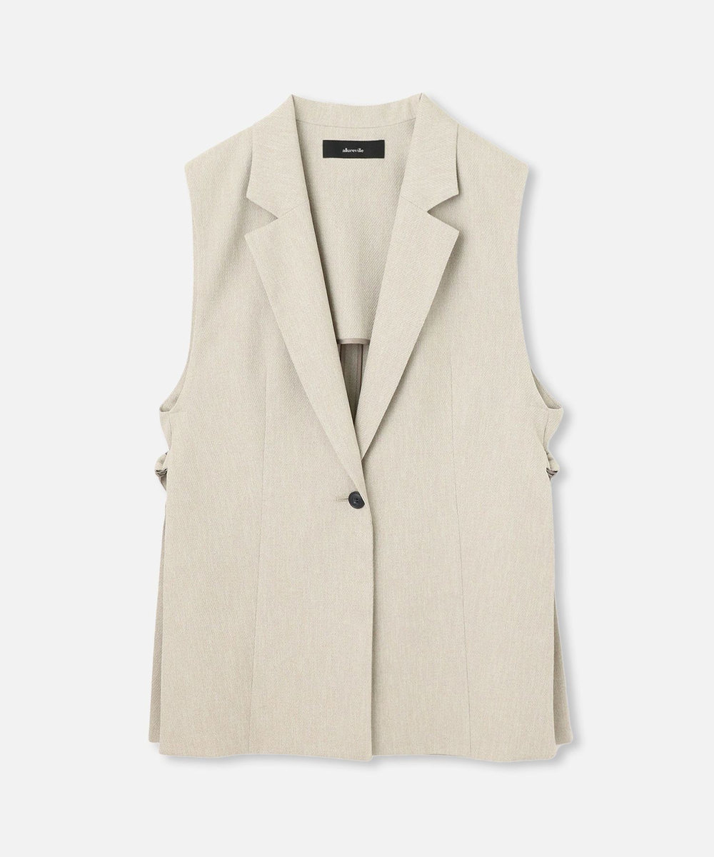 allureville 麻調カルゼサイドオープンジレ ベージュ (11)