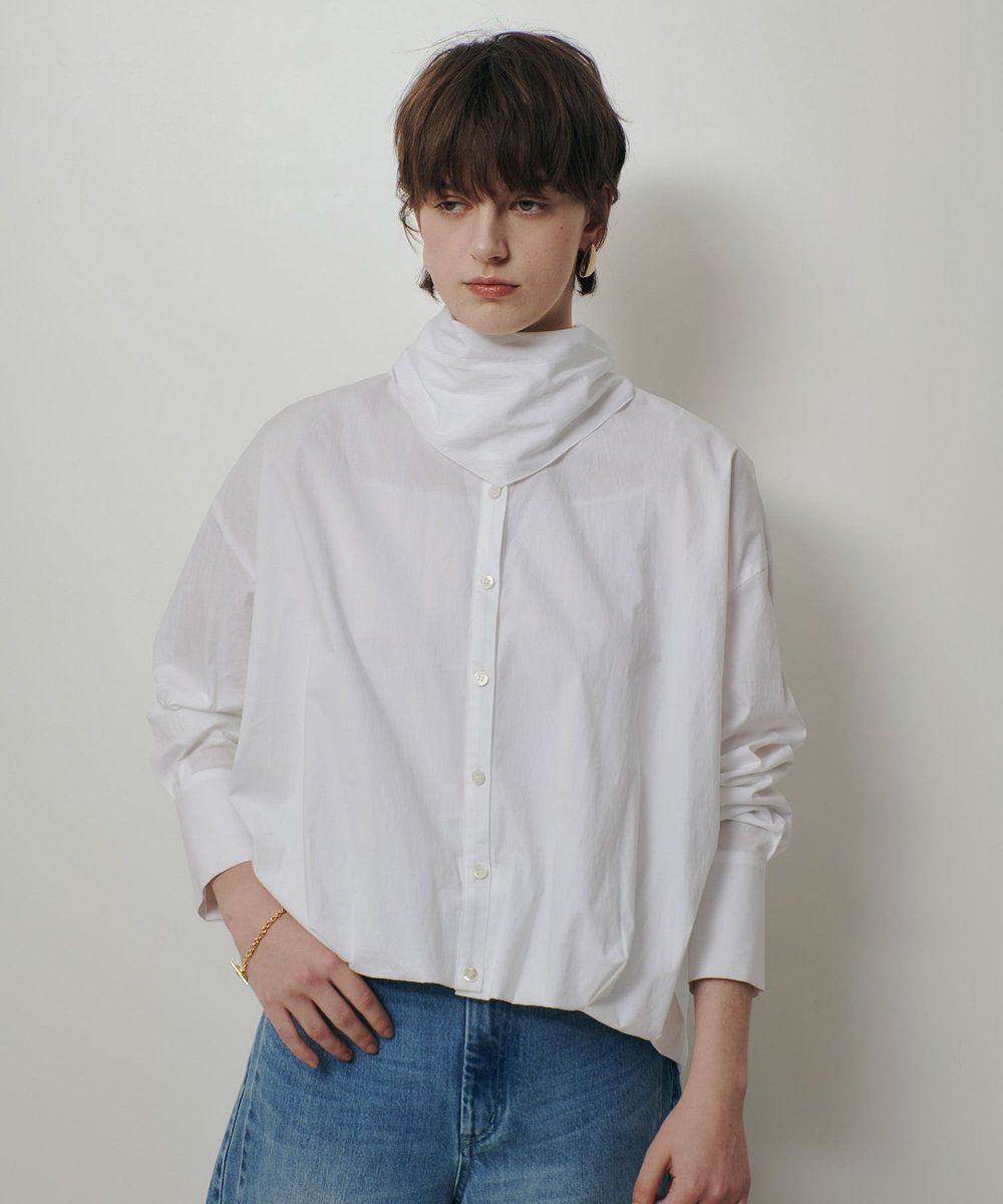 allureville スカーフ付バルーンシャツ ホワイト (01)
