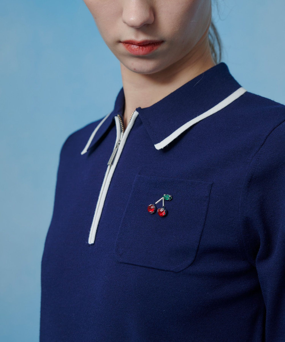 LOULOU WILLOUGHBY 【LOULOU WILLOUGHBY】CHERRY ビジューポロ ネイビー (65)
