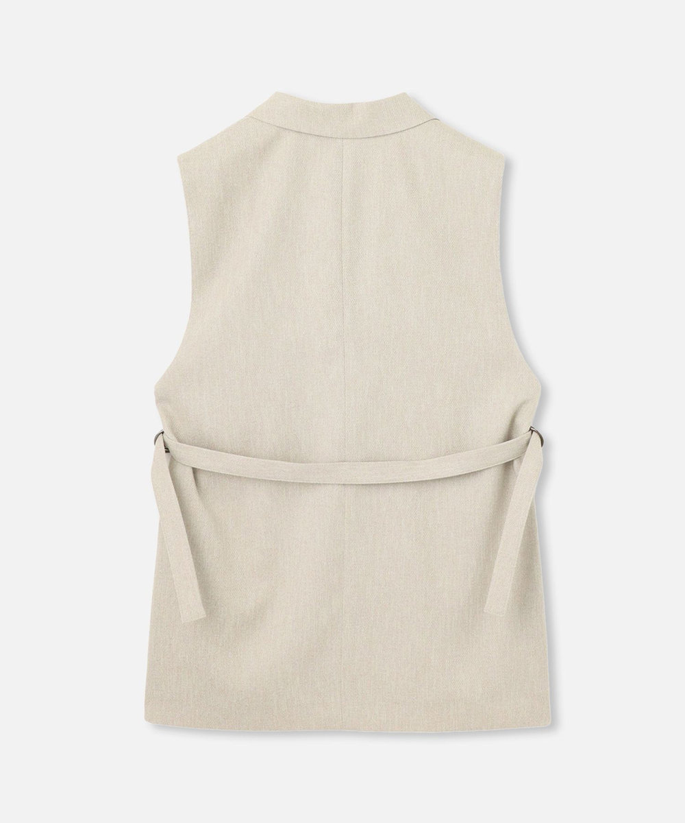 allureville 麻調カルゼサイドオープンジレ ベージュ (11)