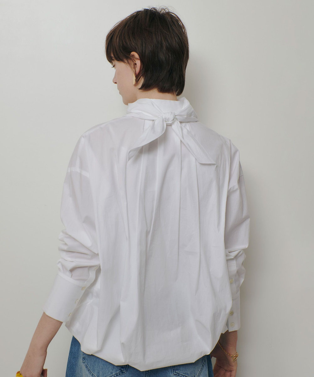 allureville スカーフ付バルーンシャツ ホワイト (01)