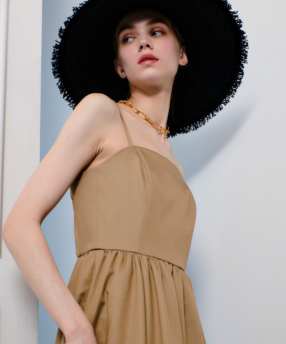 LOULOU WILLOUGHBY シャンブレーベアワンピース キャメル (84)
