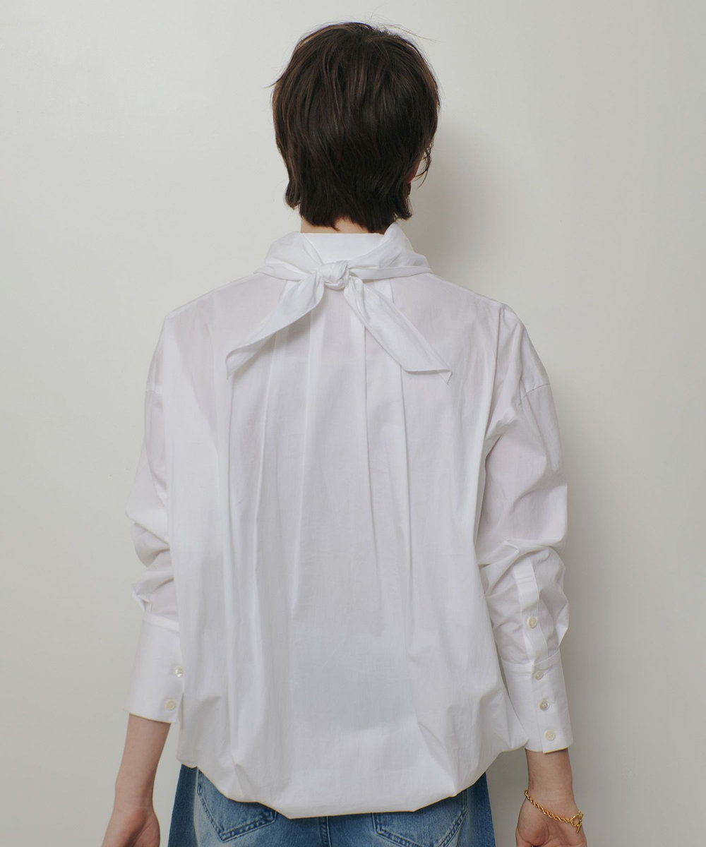 allureville スカーフ付バルーンシャツ ホワイト (01)