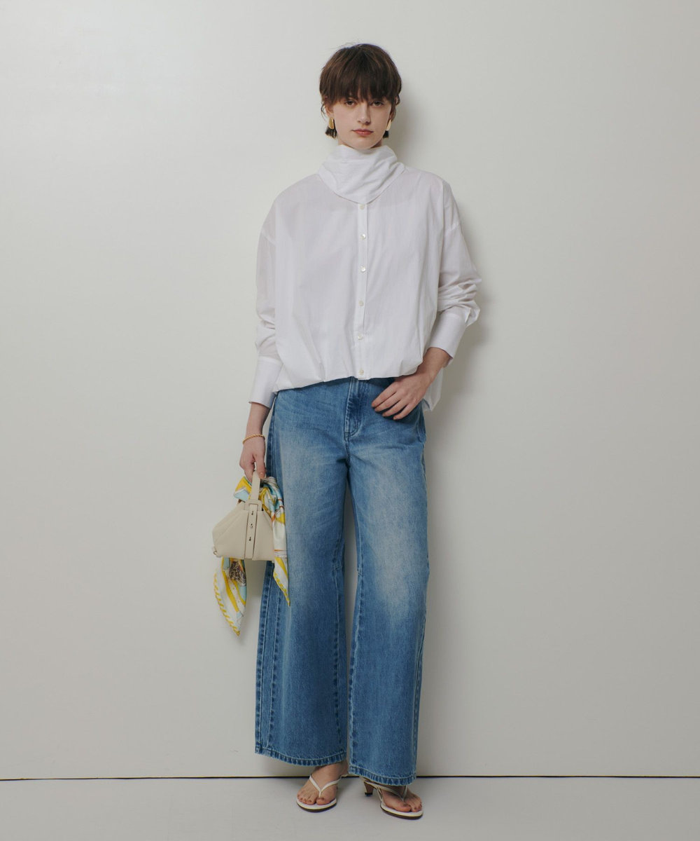 allureville スカーフ付バルーンシャツ ホワイト (01)