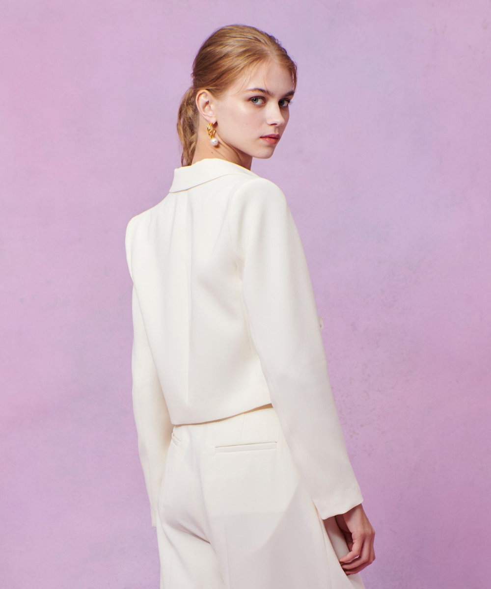 LOULOU WILLOUGHBY ダブルクロスショートジャケット オフホワイト (02)