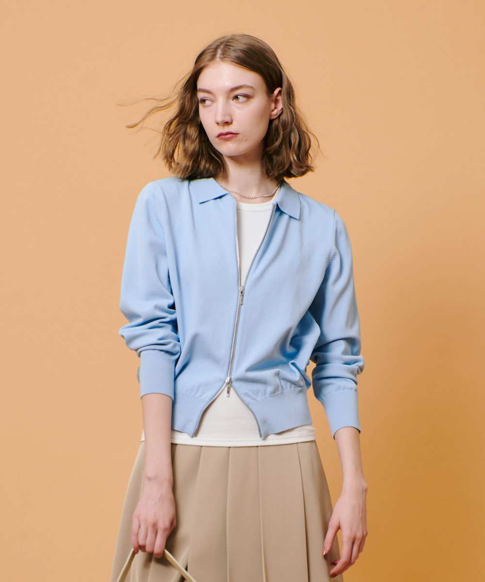 allureville 布帛コンビニットブルゾン サックス (63)