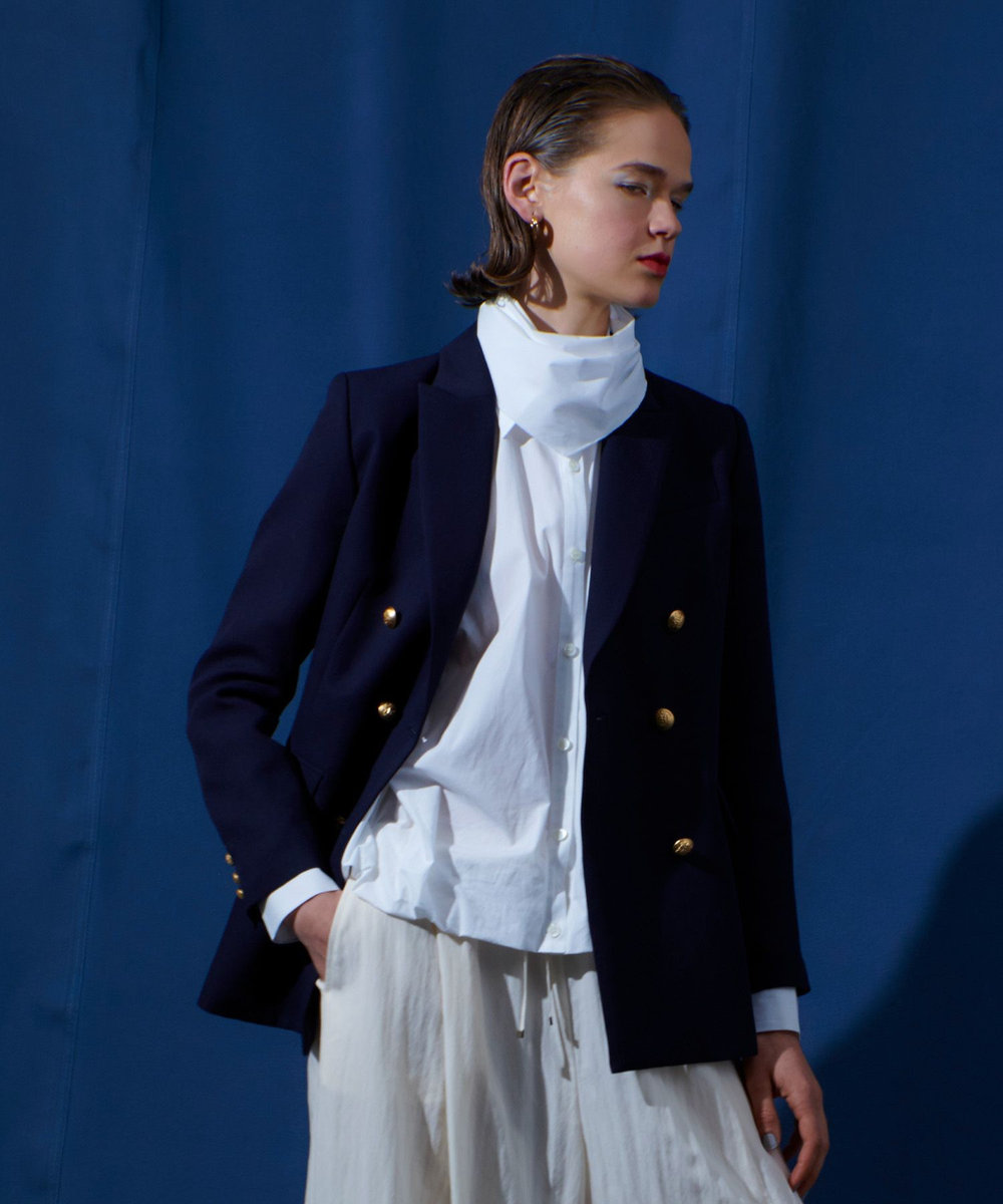 allureville スカーフ付バルーンシャツ ホワイト (01)