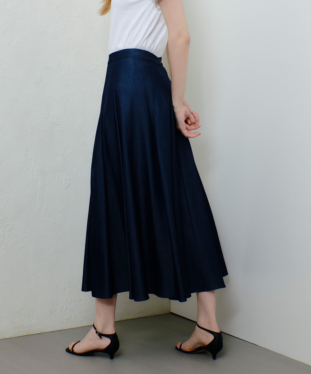 allureville マットタフタアンイーブンタックスカート インディゴ (66)
