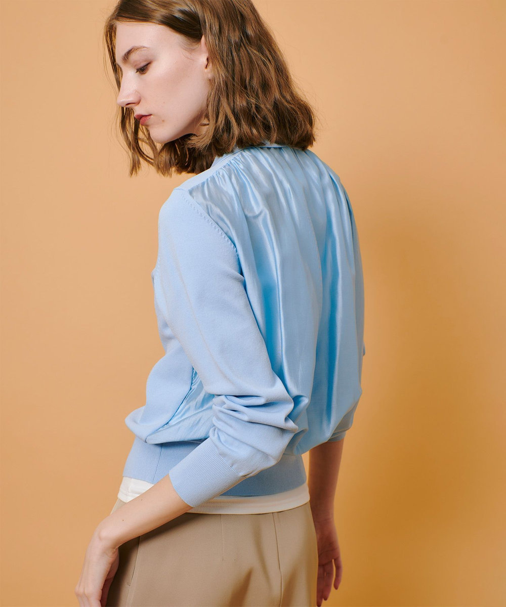 allureville 布帛コンビニットブルゾン サックス (63)