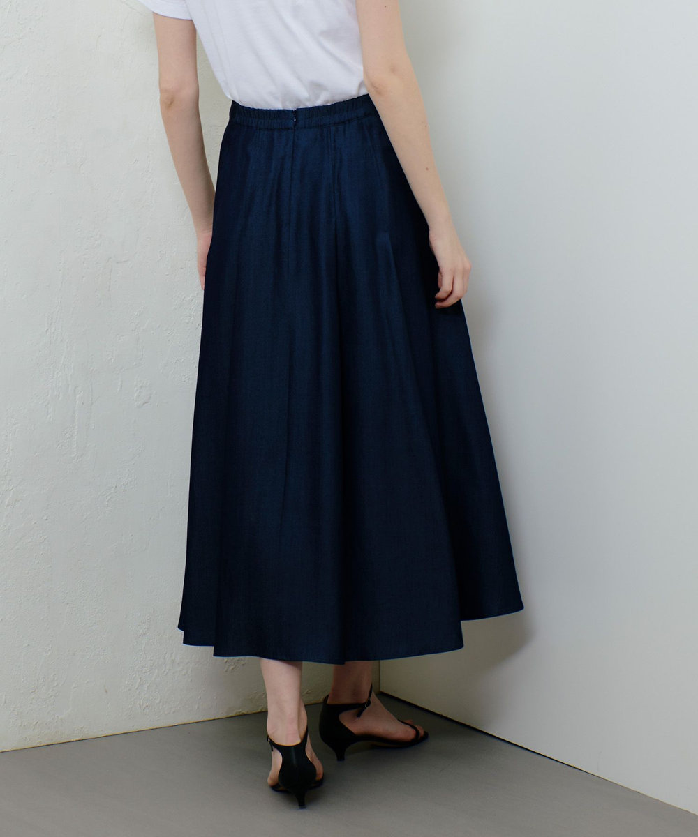 allureville マットタフタアンイーブンタックスカート インディゴ (66)