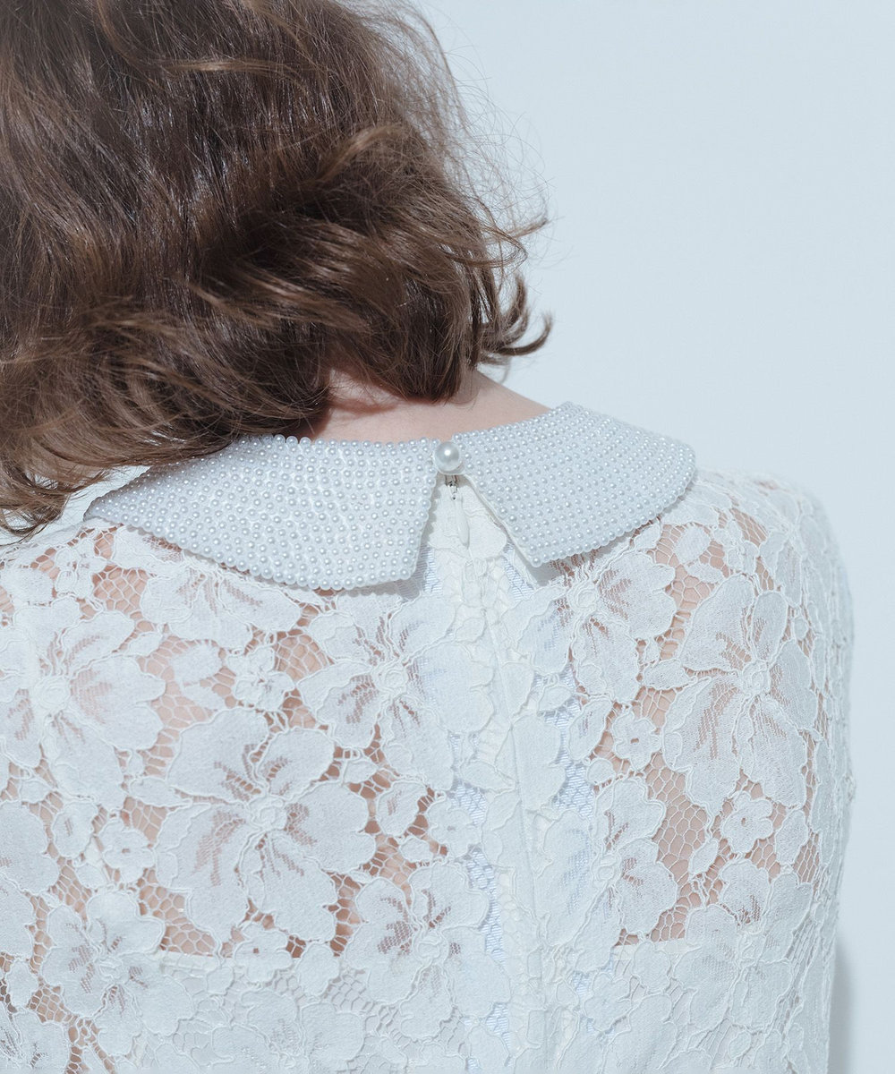 LOULOU WILLOUGHBY 【LOULOU WILLOUGHBY】パールネックレースワンピース オフホワイト (02)