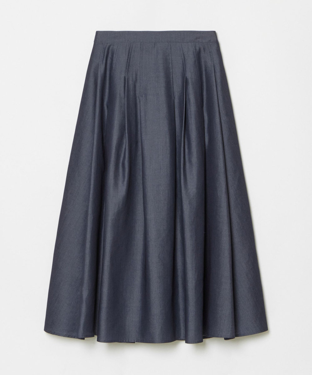 allureville マットタフタアンイーブンタックスカート インディゴ (66)