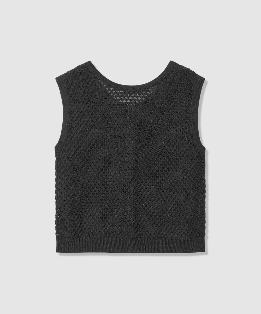 allureville 透かし編みジレプルオーバー ブラック (95)