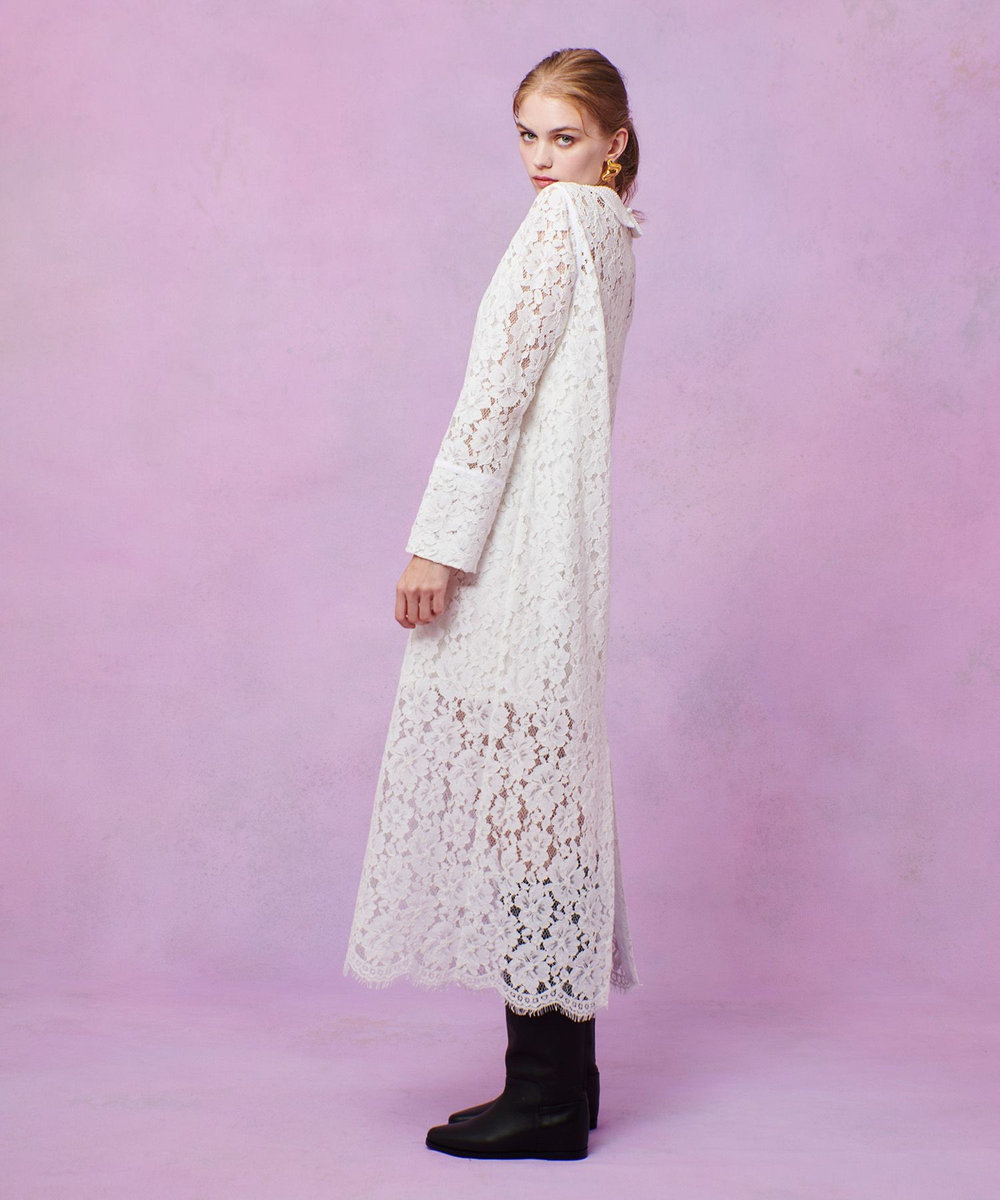 LOULOU WILLOUGHBY 【LOULOU WILLOUGHBY】パールネックレースワンピース オフホワイト (02)