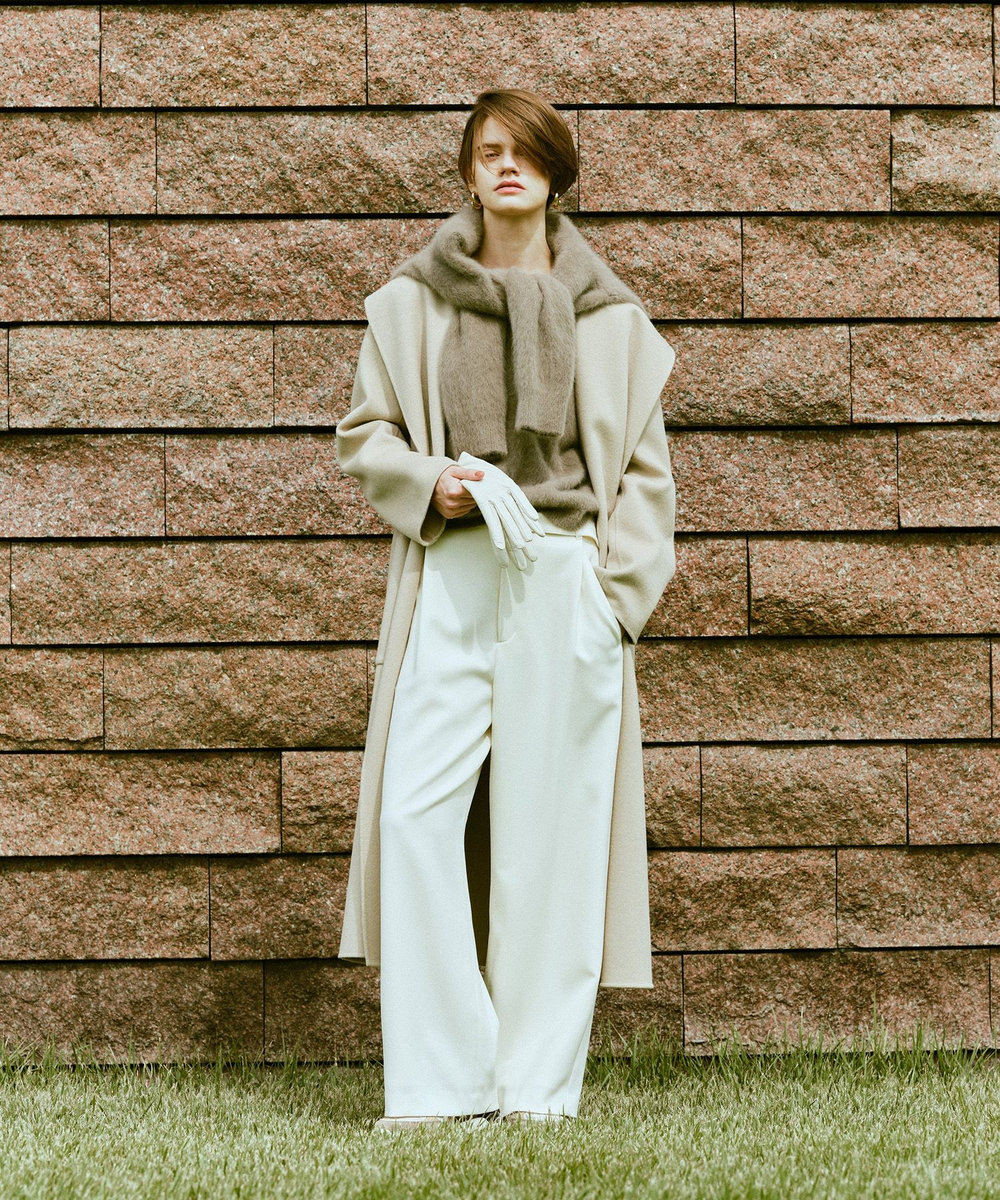 allureville カシミヤ混リバーショールコート ベージュ (11)