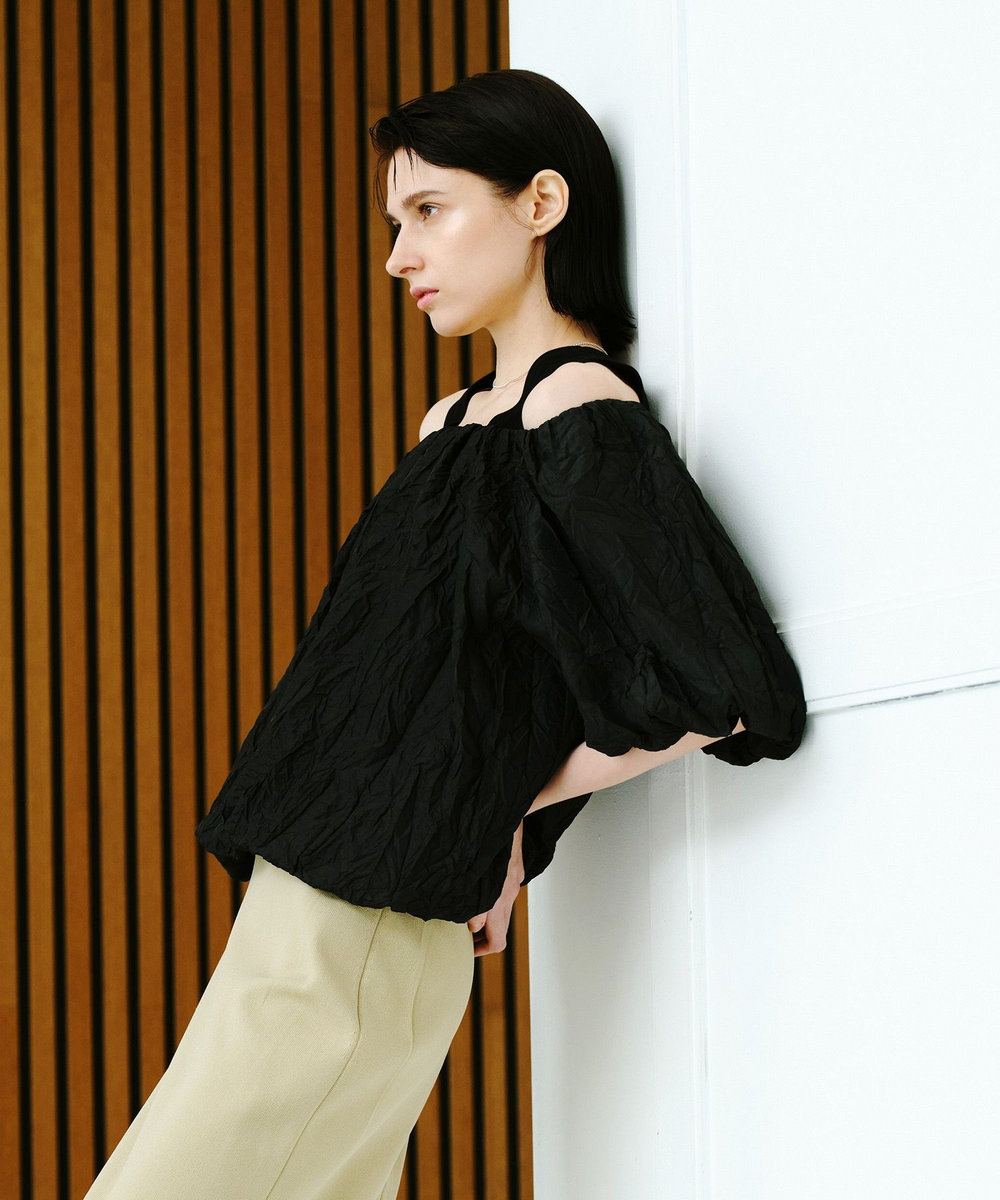 allureville クリンクルワッシャーオフショルブラウス ブラック (95)