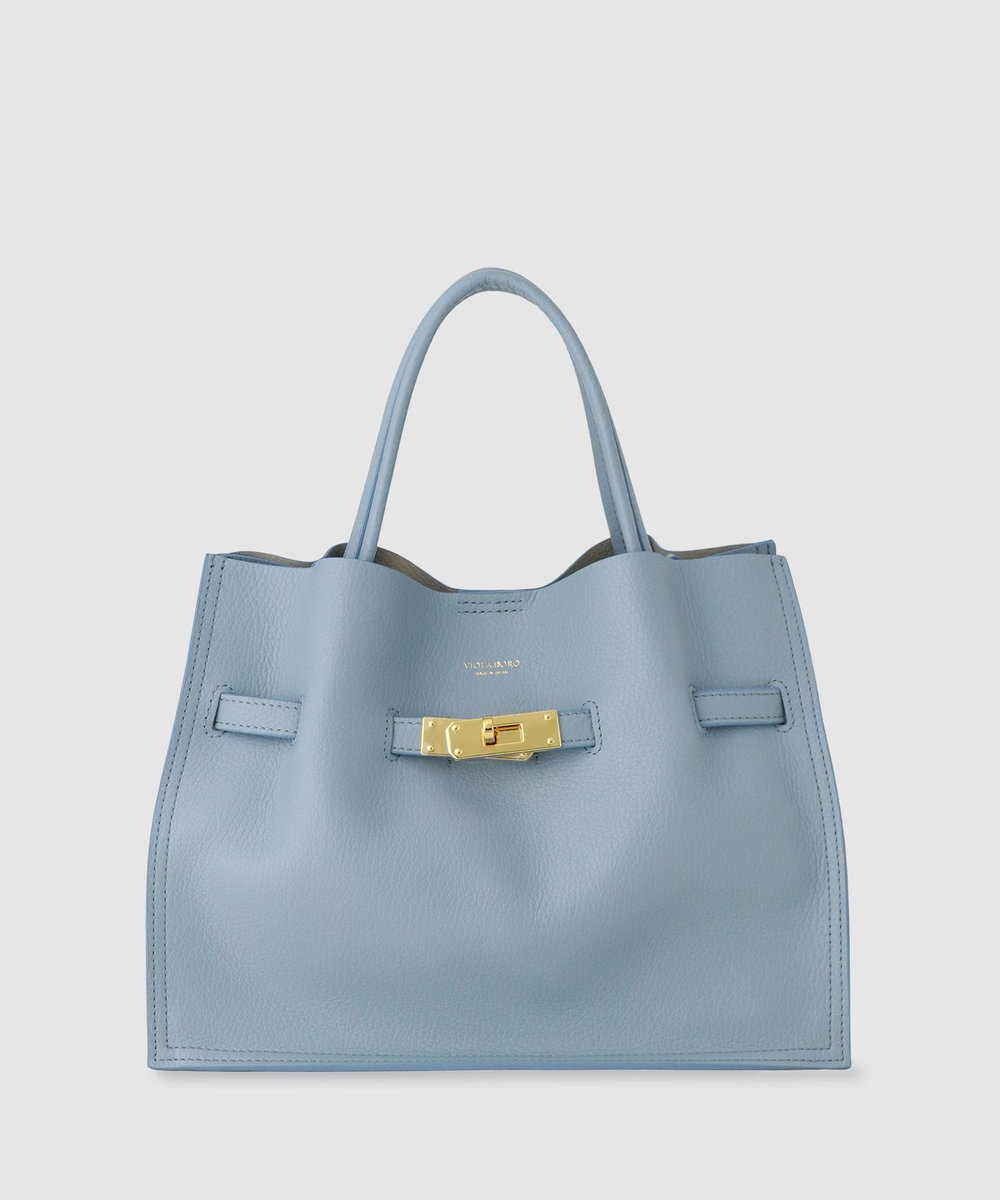 buying 【VIOLAd'ORO (ヴィオラドーロ)】レザートート ライトブルー (62)