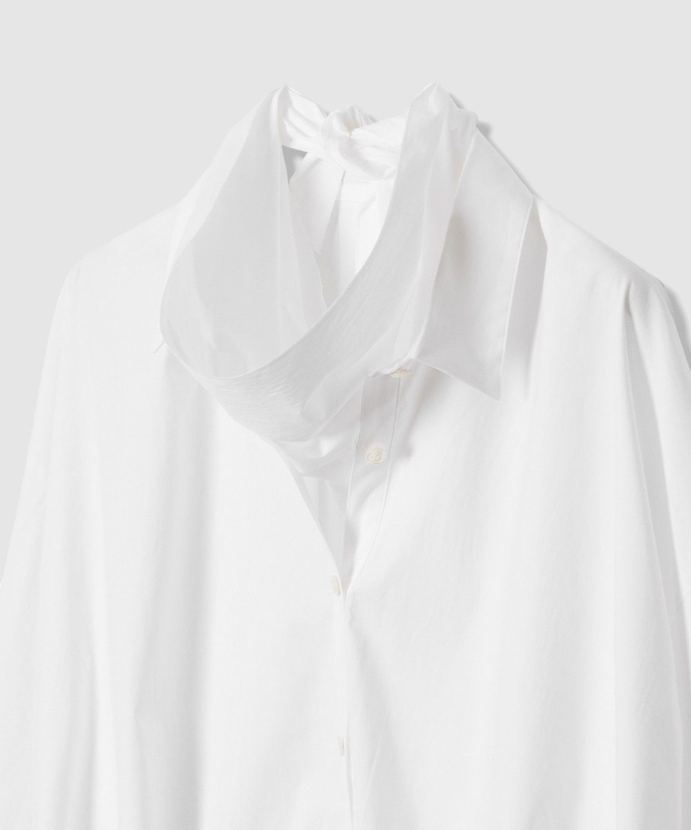 allureville スカーフ付バルーンシャツ ホワイト (01)