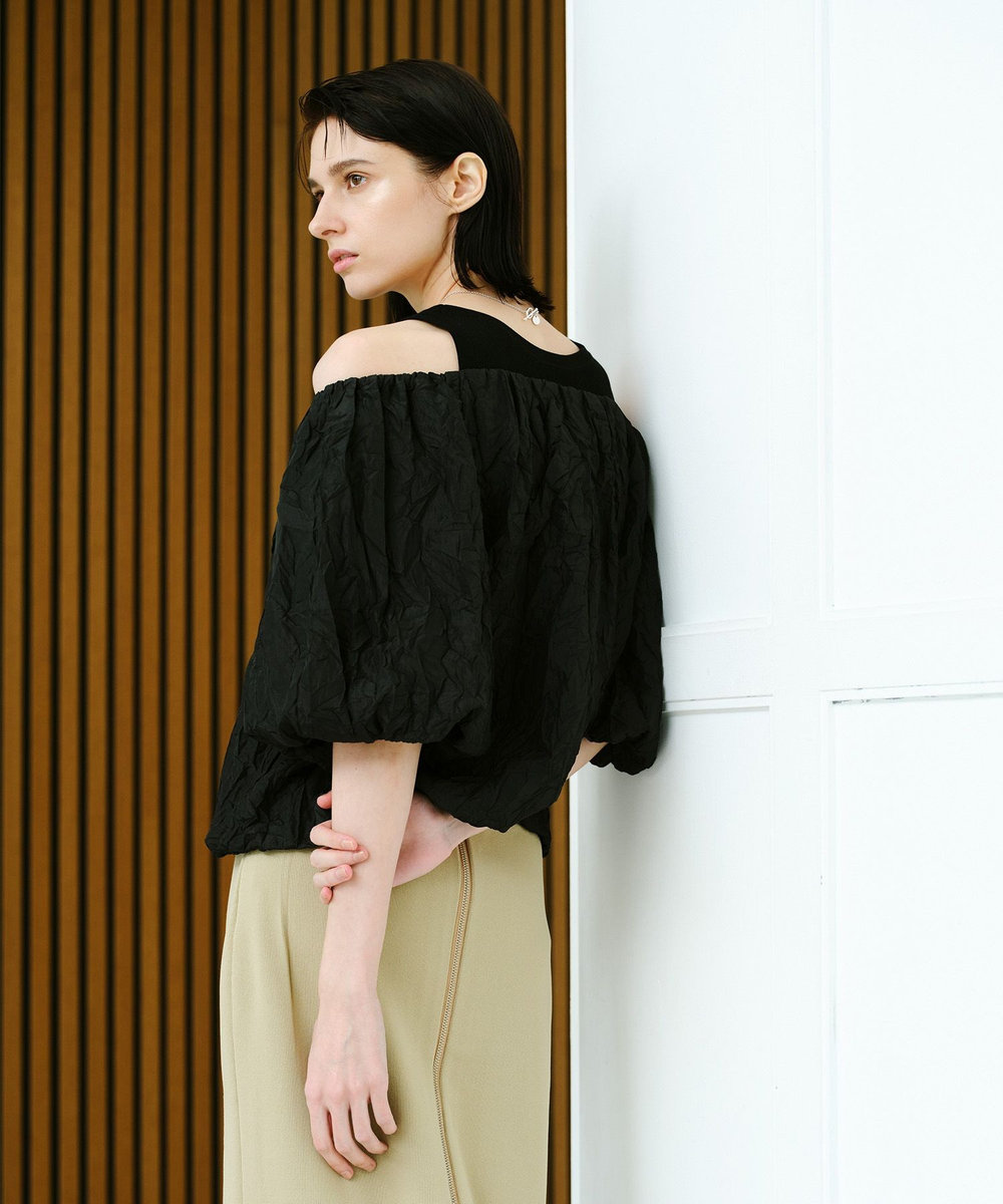 allureville クリンクルワッシャーオフショルブラウス ブラック (95)