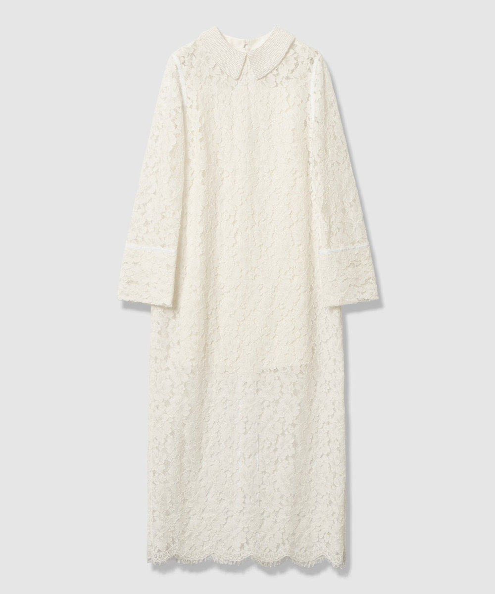 LOULOU WILLOUGHBY 【LOULOU WILLOUGHBY】パールネックレースワンピース オフホワイト (02)