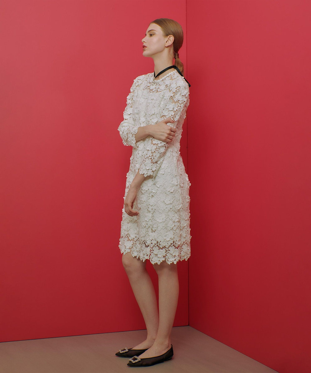 LOULOU WILLOUGHBY 【LOULOU WILLOUGHBY】ケミカルフラワーレースワンピース オフホワイト (02)