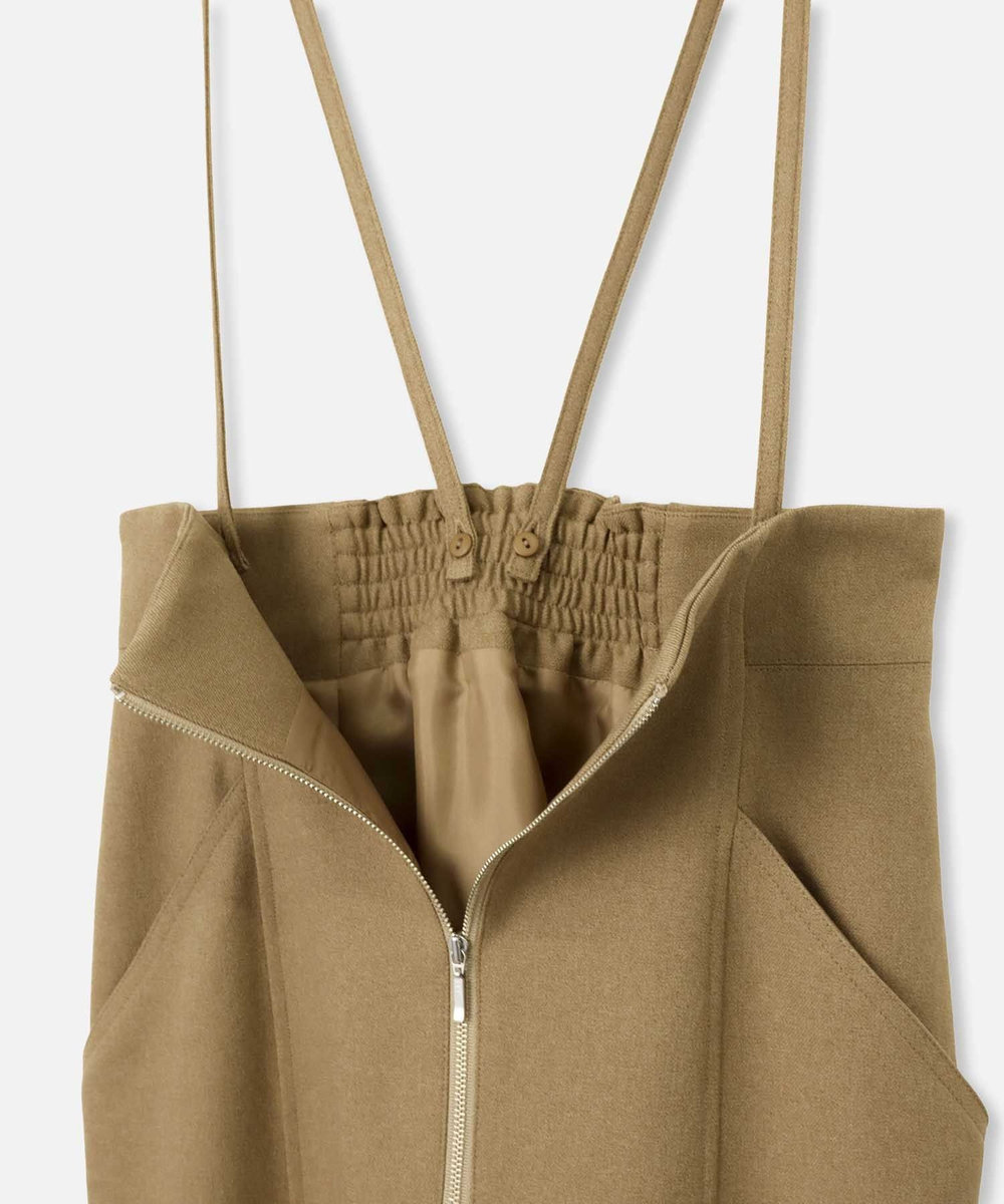 allureville フロントジップサスペンダースカート キャメル (86)