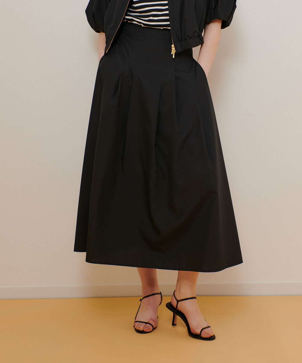allureville マットタフタアンイーブンタックスカート ブラック (95)
